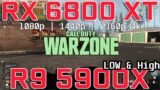 R9 5900X & RX 6800 XT COD Warzone 1080p 1440p 4K Low & High