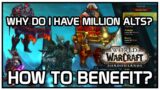 Why I have a Million alts in Shadowlands prepatch? What are the gold benefits & leveling experience