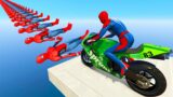 GTA V Mods: Homem Aranha com MOTOCICLETAS! Challenge on bridge of SpiderMan