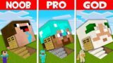 Minecraft NOOB vs PRO vs GOD: SECRET HEAD BLOCK HOUSE BUILD CHALLENGE! (Animation)