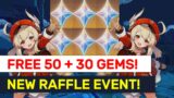 NEW Official 'Raffle' Event! 50 + 30 Primogems! Amazing New Gliders! | Genshin Impact