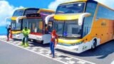 Spider-Man, Superman, Hulk With BUS – GTA V Superheroes Epic Bus Challenge (Funny Contest)