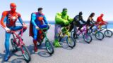 SpiderMan And BMX Bikes Parkour Challenge With Superheroes At Sea – GTA V MODS