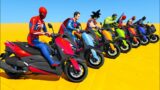 Spiderman Scooter Motorcycles Racing Ramp Challenge with Superheroes – GTA V MODS