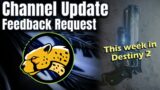 Channel Update & Feedback Request – This week in Destiny 2 – Stream Schedule