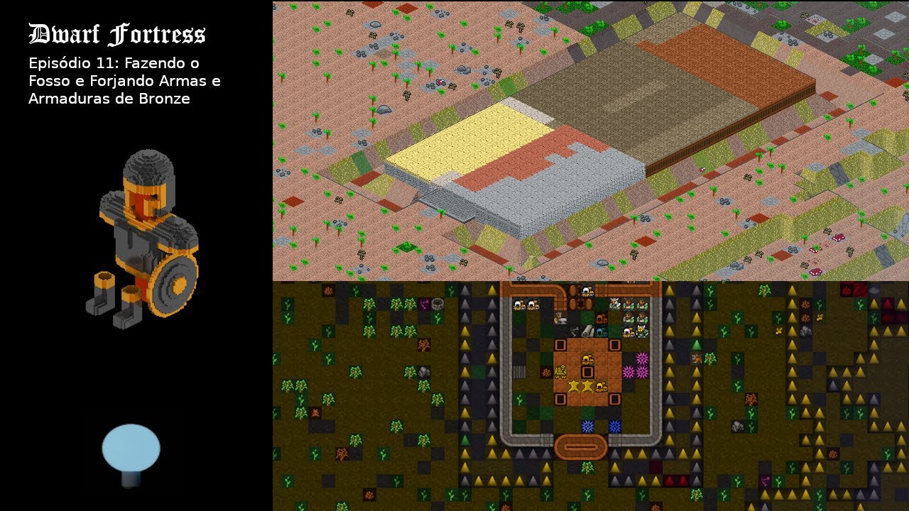 Fazendo o Fosso e Forjando Armaduras e Armas de Bronze! Dwarf Fortress 11 Gameplay PT BR