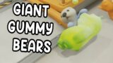 Fighting over one GIANT gummy bear – Party Animals