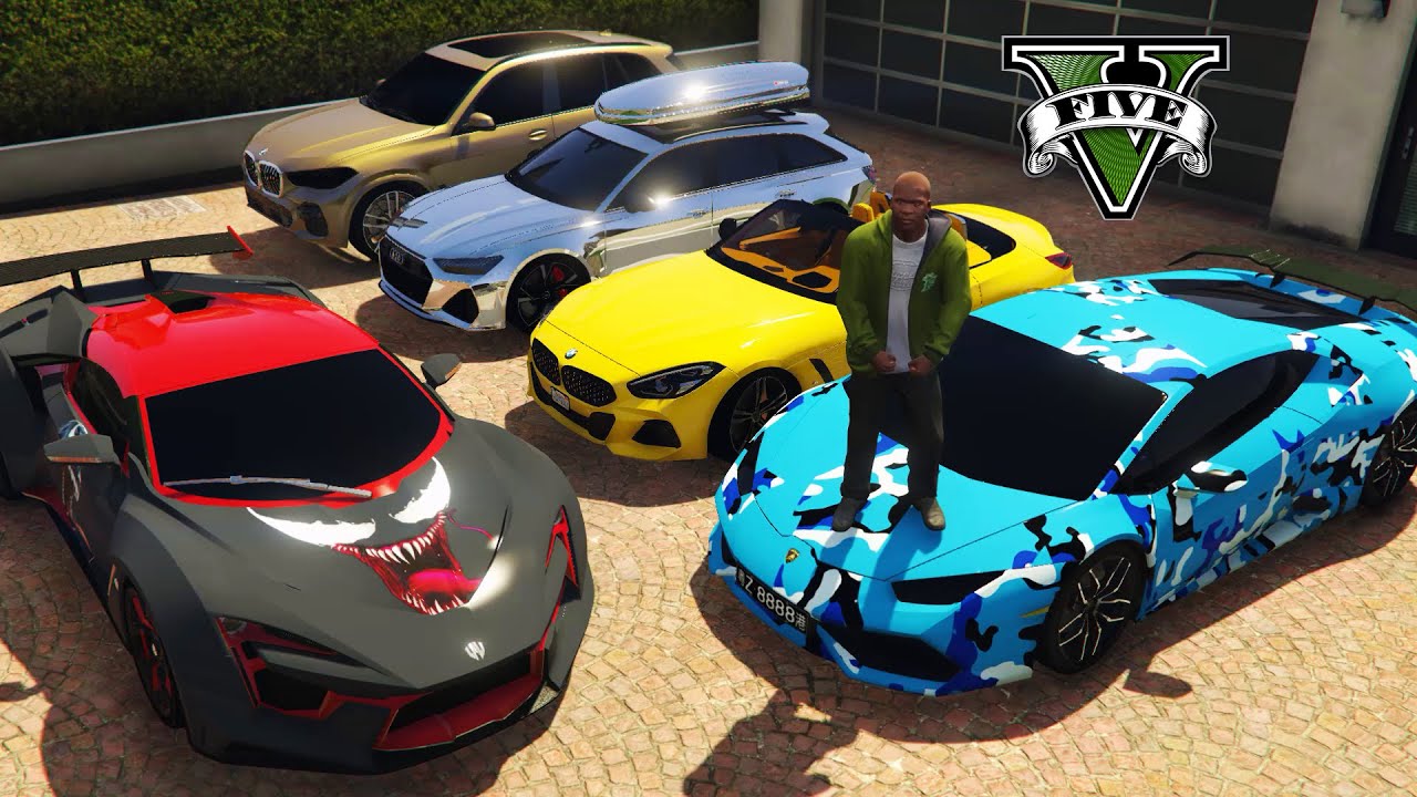 GTA V - Stealing Luxury Super Cars with Franklin! (GTA 5 Real Life Cars