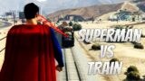 (HINDI) SUPERMAN VS TRAIN in GTA V | GTA V SUPERMAN MOD #shorts