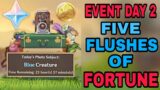 FIVE FLUSHES OF FORTUNE EVENT DAY 2 BLUE CREATURE PICTURES [ GENSHIN IMPACT ]