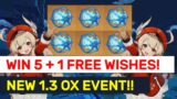 NEW 1.3 Ox Event Details! Chance To Win 5 + 1 Free Acquainted Wishes! | Genshin Impact