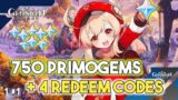 750 PRIMOGEMS + 4 NEW REDEEM CODES ARE HERE | GENSHIN IMPACT