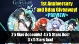 Genshin Impact – CGO 1st Year Livestream Anniversary Giveaway Preview