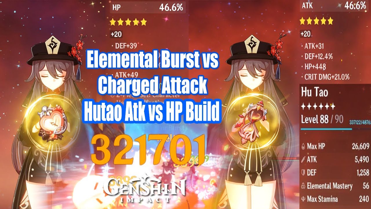 Genshin Impact Hutao C Artifacts Build Guide Sands Of Eon HP Vs Atk Damage Show Game Videos