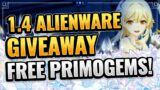 MORE PRIMOGEMS GIVEAWAY! GET IT NOW! Genshin Impact Free Primogems Redeem Codes Patch 1.4 Alienware