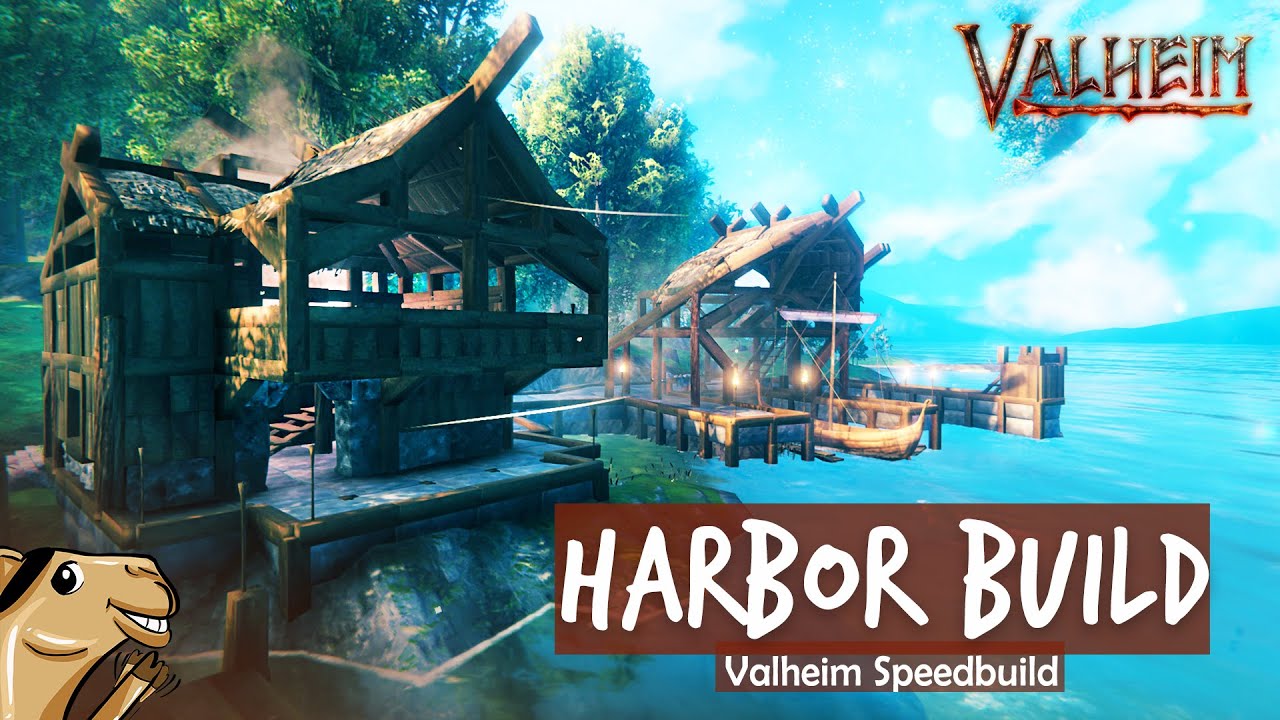 VALHEIM Harbor Build - Dock, Restaurant & Shipyard Speedbuild - Game videos