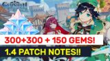 Version 1.4 Official Patch Notes! Rosaria Model & Plunge ATK 'Nerf'!  | Genshin Impact
