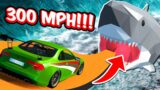 300MPH CAR Jumping Into GIANT SHARK! High Speed Crashes