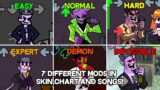7 Different Mods In Skin,Chart and Songs | Dadbattle – Friday Night Funkin Mod Showcase (Difficulty)