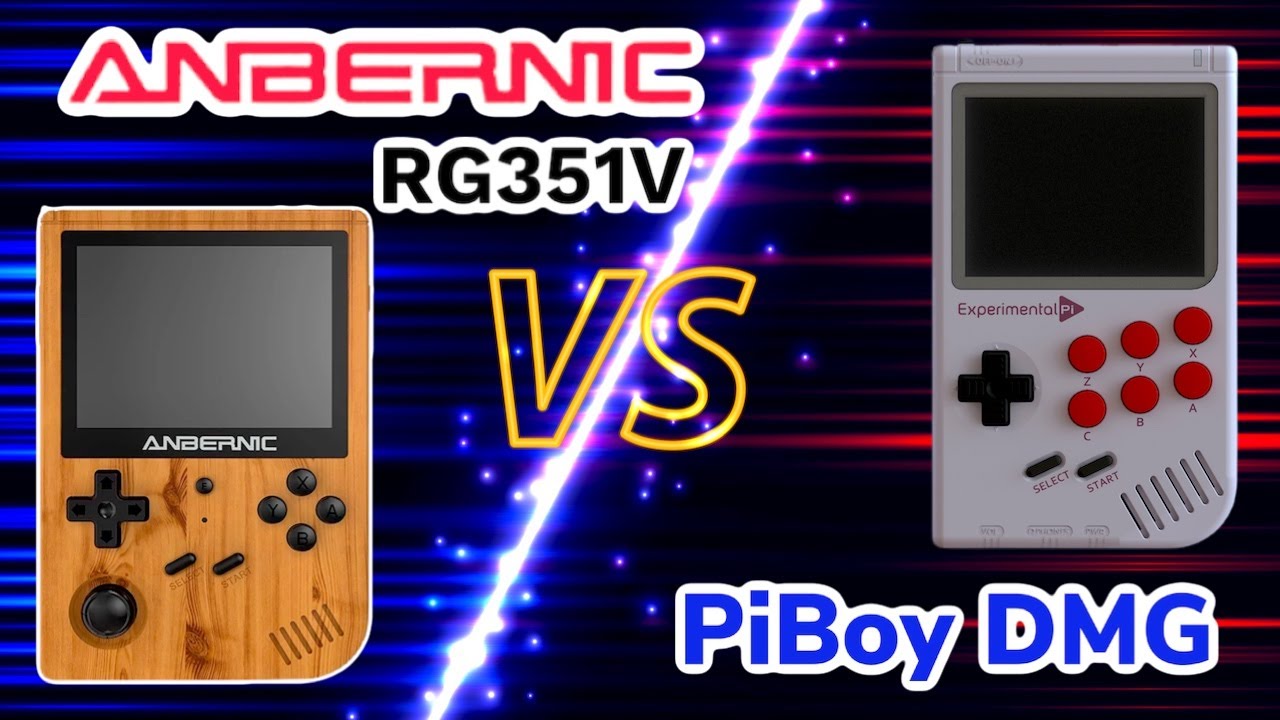 Anbernic Rg351V VS PiBoy DMG Handheld Video Game Console Comparison Review RetroPie Guy VS