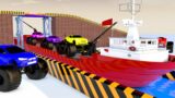 Giant Ship Transporting Monster Trucks Gameplay 3D Animation Videos | Super Games | Suez Ship