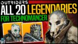 Outriders – ALL 20 TECHNOMANCER LEGENDARY ARMOR – 4 Full Technomancer Legendary Armor Sets Guide