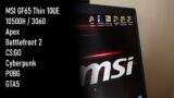 Wave1: Video Game Benchmark on the MSI GF65 Thin 10UE 10500H / RTX 3060
