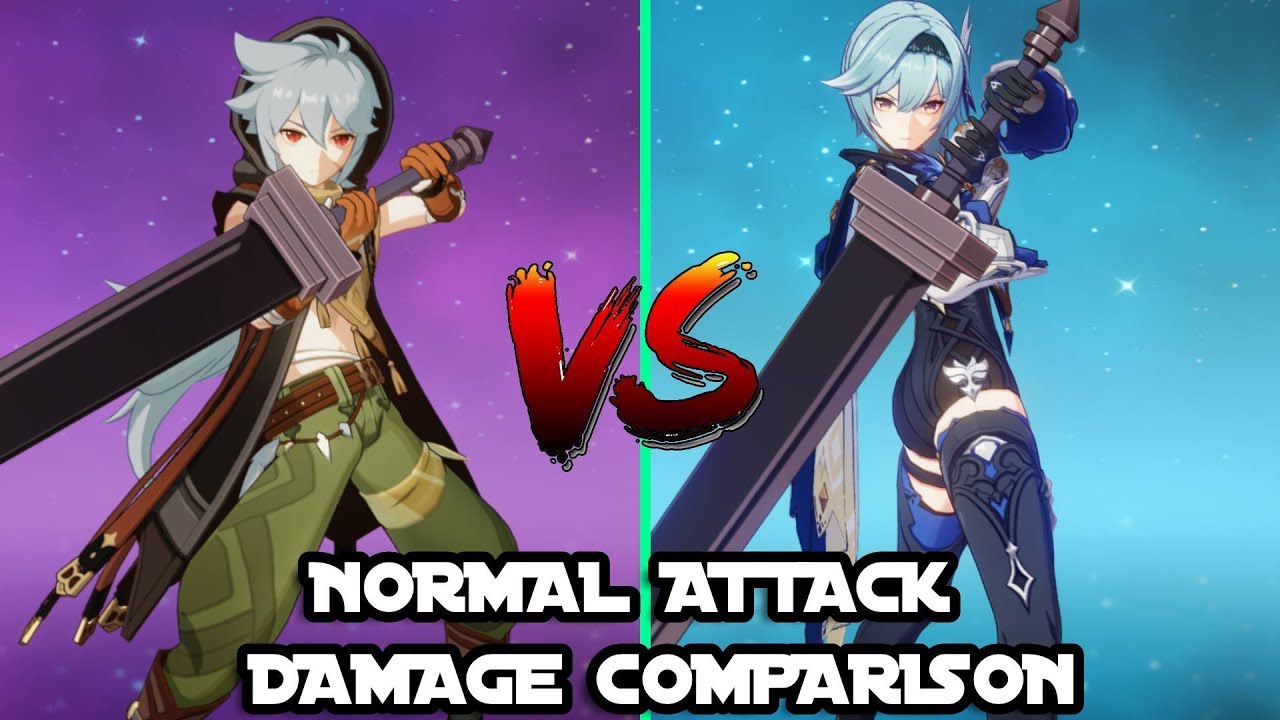 Eula vs Razor Normal and Charged Attack Comparison Genshin Impact Game videos
