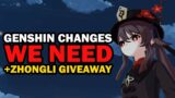 GENSHIN IMPACT 1.6 AND BEYOND | MUCH NEEDED CHANGES [ZHONGLI GIVEAWAY]