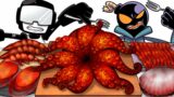 Mukbang Animation Giant spicy Octopus Set eating Friday Night Funkin Tankman VS Whitty