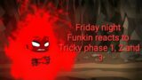 Friday night funkin reacts to Tricky mod (phase 1,2,3)||Gacha club
