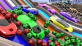 Mega Ramps Super Cars Race on Sliders | Super Car Jumps Gameplay 3D Animation Videos