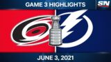 NHL Game Highlights | Hurricanes vs. Lightning, Game 3 – June 3, 2021