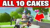 ALL 10 BIRTHDAY CAKES LOCATIONS IN FORTNITE