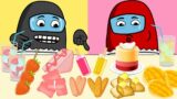 Pink Food VS Yellow Food Challenge Mukbang – Among Us Animation – Rainbow Game
