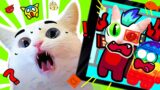 Cat's reaction to video  Among Us cute kittens and  POP IT | ANIMATION COMPLETE EDITION | GAMETIK