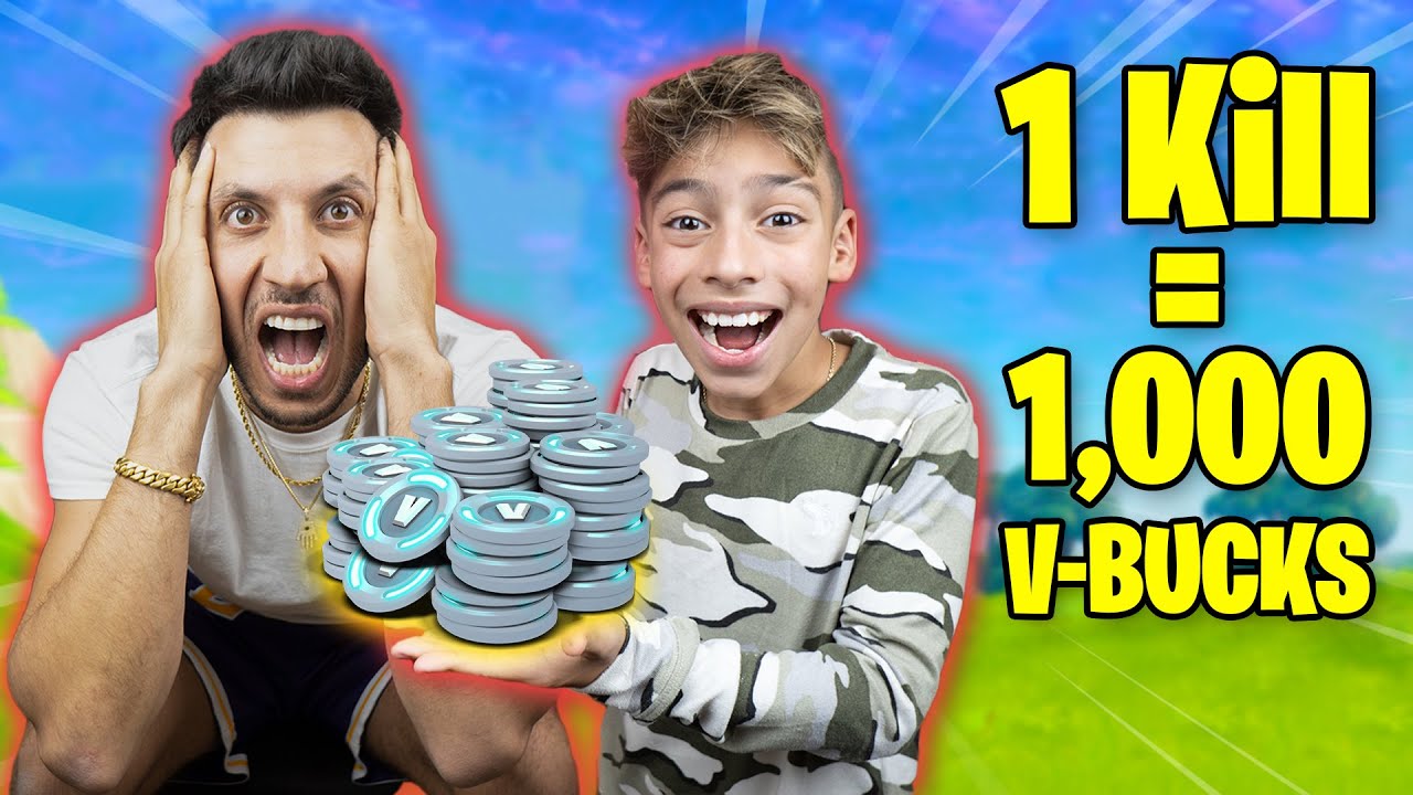 Every Kill = 1,000 V Bucks in Fortnite! (Dad Freaks Out) | Royalty ...