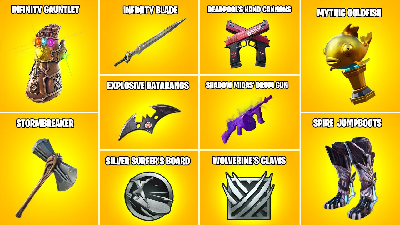 Evolution Of All Fortnite Mythic Weapons And Items Season 1 Season 16 Game Videos 1719