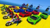 Gta V Mega Ramp With Superheroes Challenge Motorcycle, Cars, Helicopter – BIGzeri Gaming