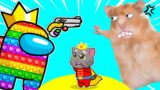 Oh No, Talking Tom! Among Us turns into Pop It! Hamster and Tom fight Pop It