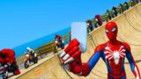 Parkour challenge Superheroes collection mods in GTA V Spiderman red Hulk Ironman Magneto Stacy Gwen