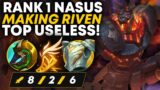 Rank 1 Nasus Making Riven USELESS!! | Carnarius | League of Legends