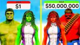 $1 RED HULK FAMILY Vs $1,000,000 HULK FAMILY In GTA 5! | GTA V AVENGERS