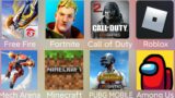 Free Fire,Fortnite,Call of Duty,Roblox,Among Us,PUBG MOBILE,Minecraft,Mech Arena on Galaxy Tab