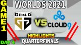 GEN VS C9 HIGHLIGHTS | GAME 1 | Quarterfinals Day 4 | LoL Worlds 2021 | Geng.G vs Cloud 9 Yasuo Pick