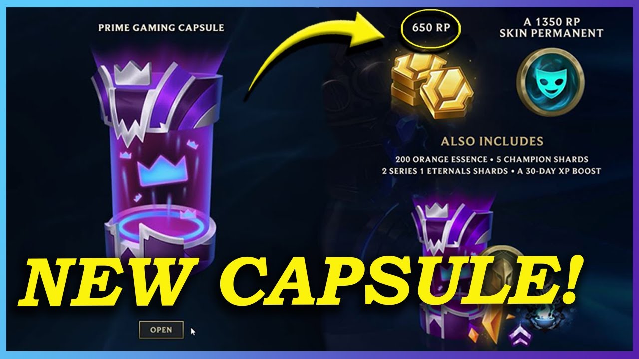 NEW Twitch Prime Gaming Capsule Amazon + Riot Loot RP, Skin Shard