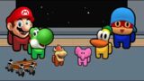 (Pocoyo) Among us Pocoyo and Super Mario Mini Crewmate Coffin dance meme animation