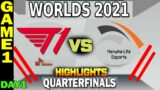 T1 VS HLE HIGHLIGHTS | GAME 1 | Quarterfinals Day 1 | LoL Worlds 2021 | T1 vs Hanwha Life Esports