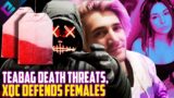 xQc Defends Female Streamers, Death Threats for Teabagging in Valorant