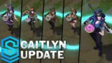 Caitlyn Update Comparison – All Affected Skins | League Of Legends